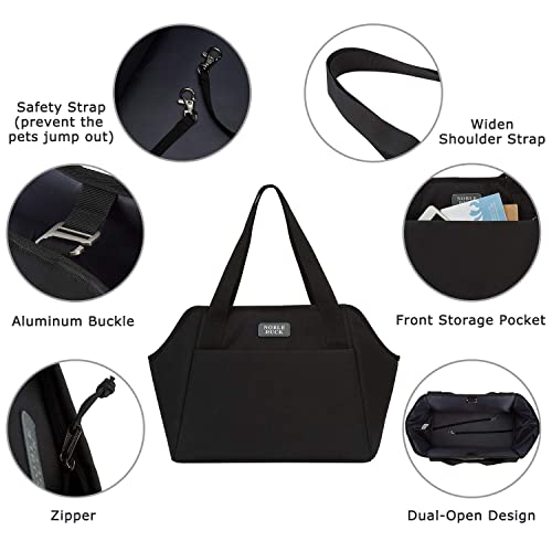 Noble Duck Small Dog Carrier Purse With Pockets, Portable Small Dog/Cat Soft-Sided Carrier With Adjustable Safety Tether, Versatile Pet Carrier Tote For Subway/Shopping/Hiking/Traveling (Black) #TOP3