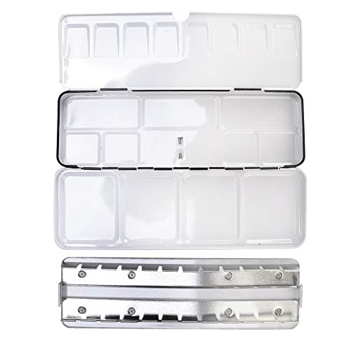 Sturdy Metal Palette Box, Tinplate Watercolor Box Black Anti-Skid 24 Colors for Artists Students Kids Beginners and Art Lovers