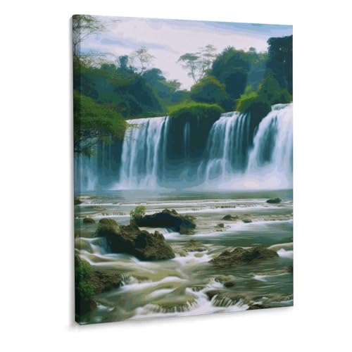 Toile murale cascade decoration salon chambre et tableau paysage bureau