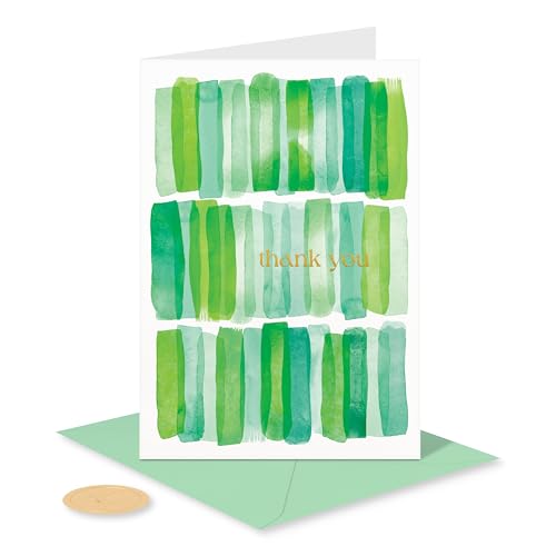 Image of Papyrus 12-Count Blank Thank You Cards with Envelopes (Green Stripes)