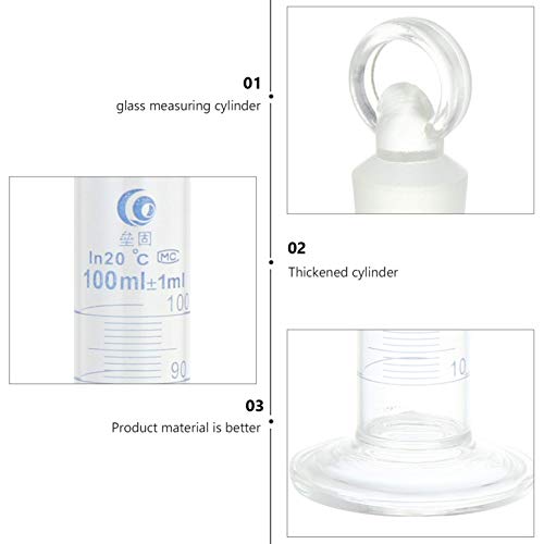 ULTECHNOVO Proveta Graduada de 100Ml Tubo de Ensaio de Laboratório Científico de Vidro Projetos de C