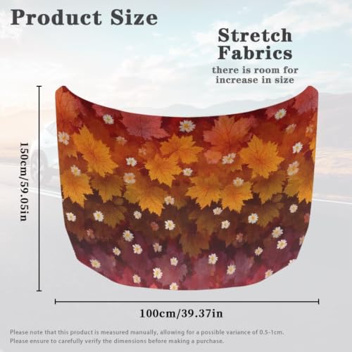 Image of Daisy Maple Leaves Car Hood Covers for Automobiles, Fall Maple Leaves Car Bonnet Banner Can be Washed Suitable for Most Vehicles Sedans Trucks SUVs