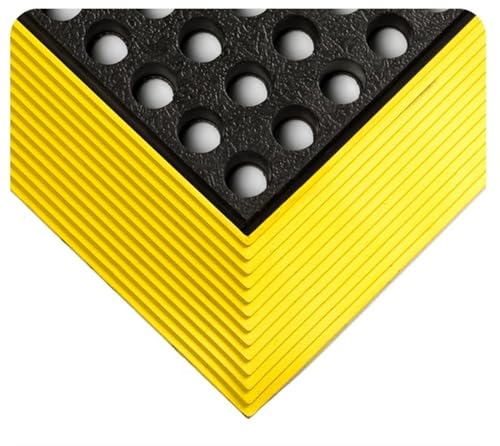 Wearwell 24/Seven NBR Workstation - Anti-Fatigue Drainage Mat 3' W x 4' L x 5/8" Thickness, Nitrile Rubber for Oily Areas, Built-in Safety Borders, Yellow (588.58X3X4NBRBYL)