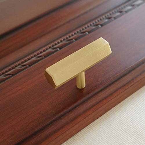 Solid Brass Kitchen Cabinet Knobs and Pulls Hexagon Tbar Cupboard Drawer Dresser Door Knobs Handles Gold 4Pack (4,Gold)