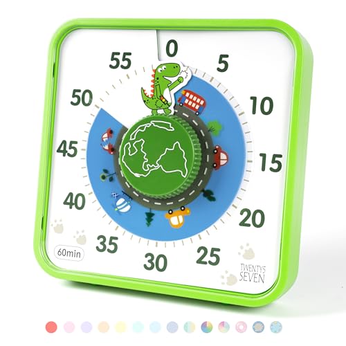 TWENTY5 SEVEN Temporizador de contagem regressiva de 7,5 polegadas; temporizador visual de 60 minutos e 1 hora, ferramenta de ensino em sala de aula, reunião de escritório, relógio mecânico de