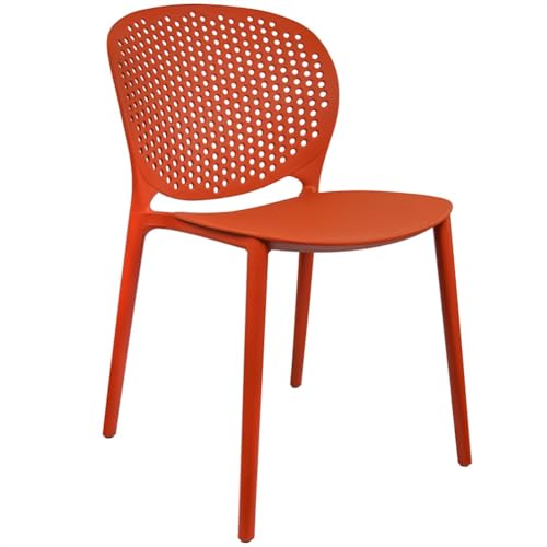 Image of Dream Furnishing - Set of 4 Stackable Dinning Chairs for Home Cafe Office Hotel for Indoor and Outdoor Patio (Red)