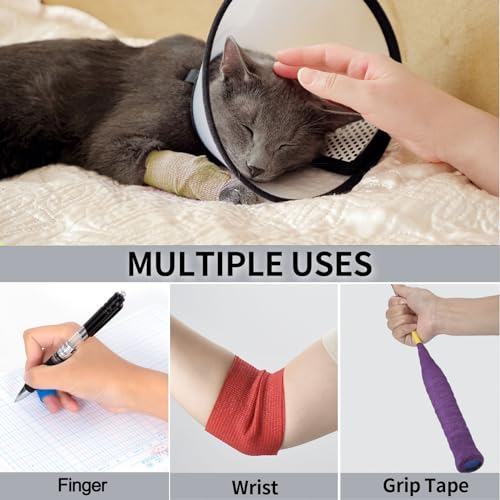 Sagafly 12 Rollen Selbsthaftende Bandage 2,5cm x 4,5m Selbstklebender Verband für Finger Elastische Fixierbinde Haftbandage Kohäsiver Verband Selbstklebend Fingerpflaster Fixierverband