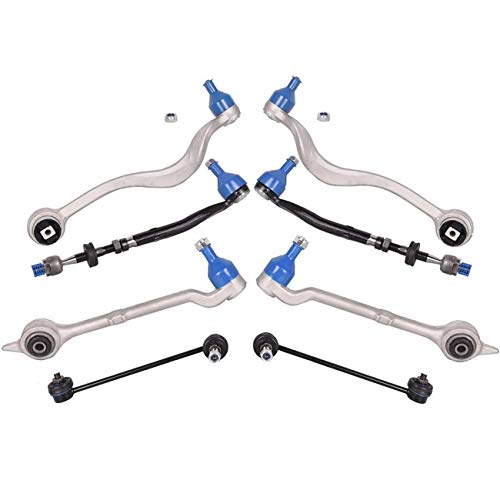 TOPAZ 8 Pcs Front Control Arm Suspension Kit w/Stablizer Link Tie Rod Ends Replacement for BMW E39 525i 528i 530i 5 series