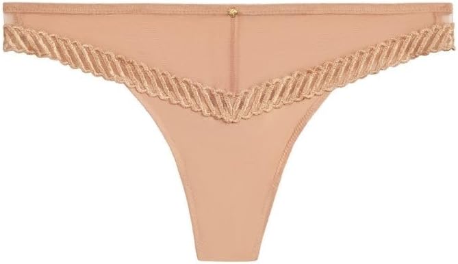 Aubade Sheer Emotion Tanga Knickers Mid Rise Briefs Sheer Embroidered Luxury Lingerie Sand