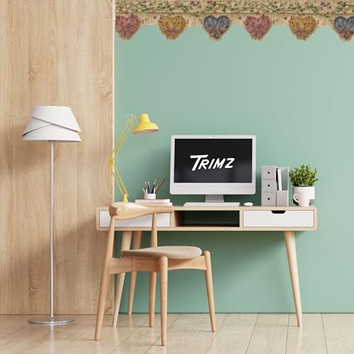 Frise papier peint motif cœurs finition bois rustique marron - 8