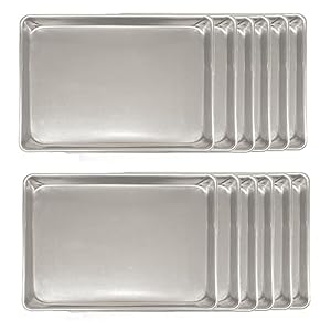 TrueCraftware- Set of 12 Aluminum 2/3 Size Sheet Pan 16″ x 22″ Baking Sheets 20 Gauge -Oven Safe Baking Pan Baking Tray Cookie Sheet Baking Sheet Perfect for Baking Roasting and More