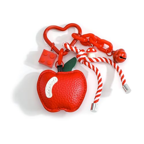 MUCOOS Apple Keychain Red Keychain Accessories Leather Apple Bag Charm Red Gifts for Women Birthday Christmas Valentine