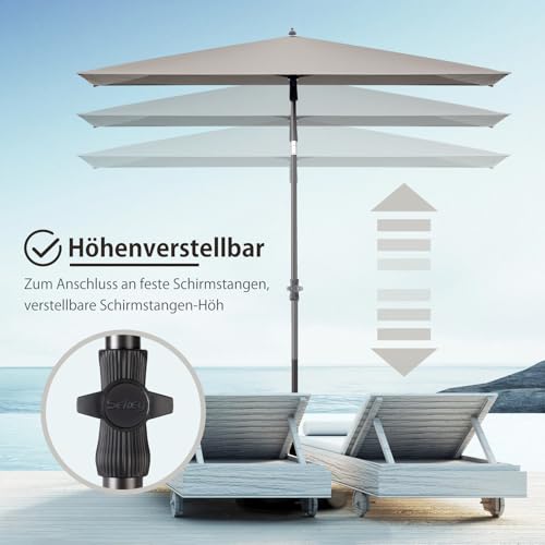Sekey 210 × 140 cm Sonnenschirm mit Schutzhülle, Balkonschirm Gartenschirm Terrassenschirm, Sonnenschutz UPF50+, Kippbar, Höhenverstellbar, Rechteckig 4