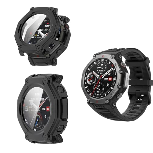 For Amazfit T-Rex 3 Pro 48mm Ή P[XySUNZHXINzPCS+tC ̌^ ˒ጸ Sی a h~ wh~ ȒP Amazfit T-Rex 3 Pro 48mm p P[X Jo[(ubN