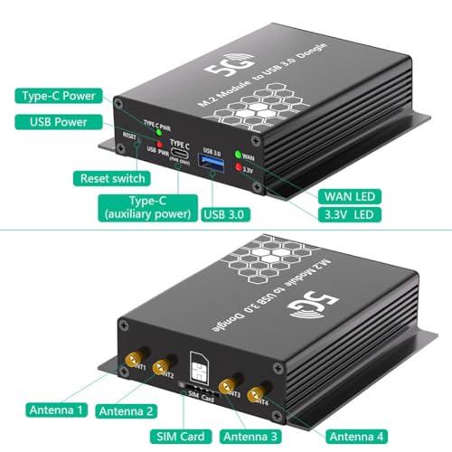 Adaptador inalámbrico USB 3.0 a NGFF M.2 B-Key para módem 5G 4G LTE con 4 antenas 4