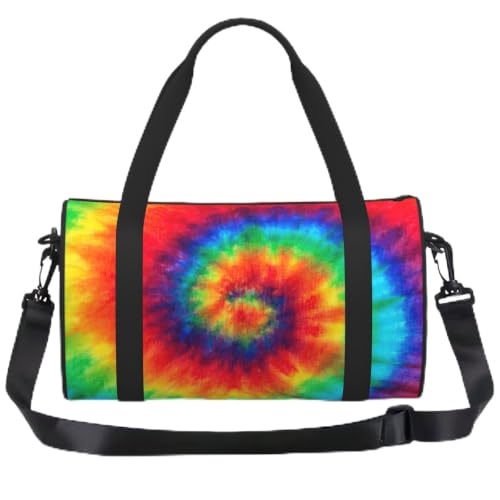 Mochila deportiva tie-dye ligera para gimnasio y bolsa de viaje compacta con estampado arcoíris