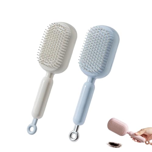 Peine de masaje con cojín retráctil, cepillo retráctil para el cabello, cepillos antiestáticos de limpieza de un solo tirón, herramientas de peinado para todo tipo de cabello, peine de masaje con