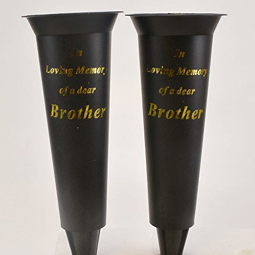 Angraves Set of 2 In Loving Memory Brother Spiked Memorial Grave Flower Vases Container Holder