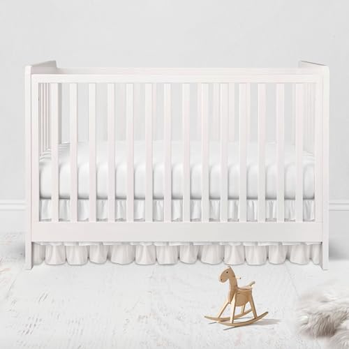 Bacati - Mix N Match Solid 3 Layer Ruffled Crib Skirt (All White)