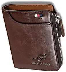 Carteira Masculina de Couro PU Marrom Antifurto com Tecnologia RFID Secure – Design Moderno, Compacta e Resistente – 'Blocked'