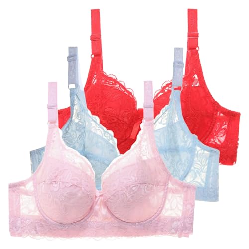 Sujetadores Espalda Junta Pechos Pack de 3 sujetadores para mujer con aros, juego de sujetador push-up, sujetador deportivo con corpiño sexy para mujer, sujetador de Sujetadores Grandes Tirantes (95B)