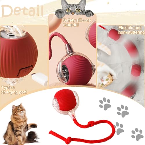 Chewie Rolling Ball, Interactive Cat Toys Rolling Ball, Hundespielzeug Unzerstörbar, Interaktives Hunde Balls Spielzeug mit USB Aufladbar, Smart Automatisch Rollender Balls für Kleine, Mittlere Hunde