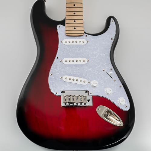 Image of Musiclily SSS 11 Hole Strat Guitar Pickguard for Fender USA /Mexican Made Standard Stratocaster Modern Style, 4Ply White Pearl