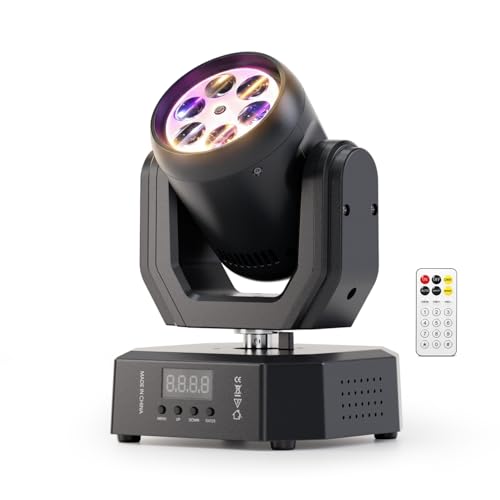 30W LED Moving Head Light mit Fernbedienung Mini 6in1 LED RGBW Bühnenlicht Beam Scheinwerfer DJ Partylichter DMX512 Stroboskop Discolight für Disco Club Live Show Bar Hochzeiten Hochzeit
