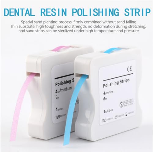 Image of Dental Polishing Strips Teeth Abrasive Finishing Strip Sanding Grinding Deep Teeth Cleaning, 4mm x 6M (Blue)