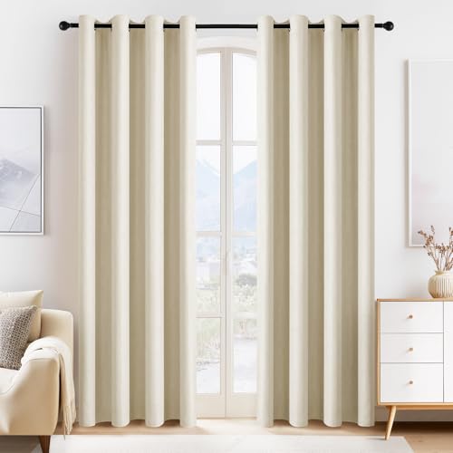 Image of PONY DANCE Beige Blackout Curtains 80 inch Long 2 Panels Set, Thermal Insulated Solid Grommet Closet Curtains for Bedroom Closet Door, Temporary Doorway Cover Room Divider Drapes, W 55 inch x L 80 inch