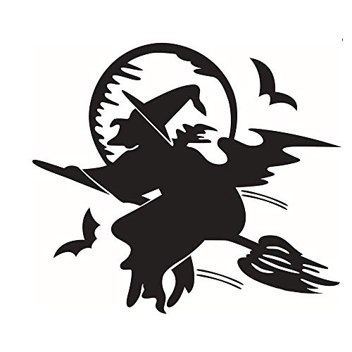 HYY-AA De Halloween etiqueta de la pared del cementerio de Halloween paquete de 2 brujas y murciélagos Adhesivos de pared de la ventana pegatinas de Halloween Decoración de Halloween (Color: Negro, Ta Cover