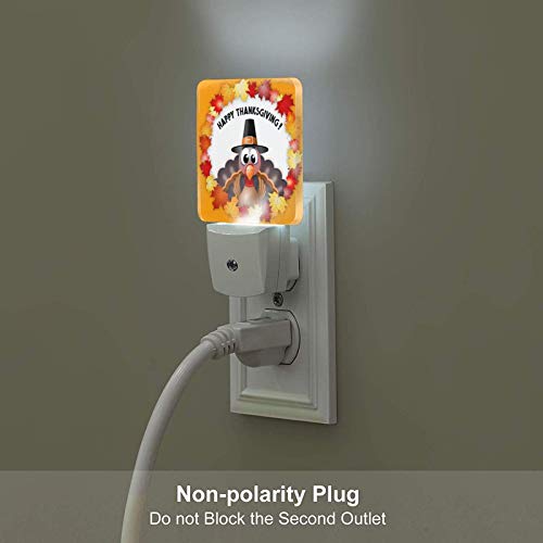 Msguide Thanksgiving Turkey Maple Leaf Night Light 2 Pack, Plug-In Led Nightlights Auto Dusk-To-Dawn Sensor Lamp For Bedroom, Bathroom, Toilet, Stairs, Kitchen, Hallway, Kids, Adults #TOP4