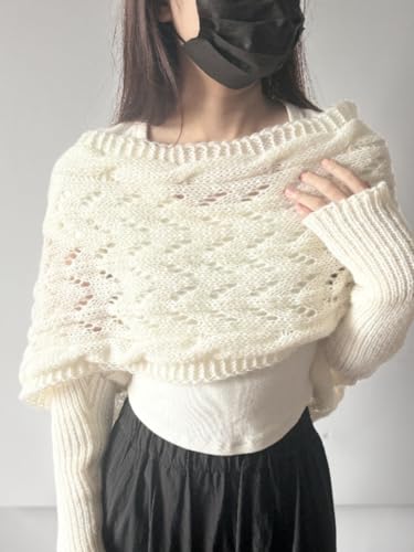 2 Pack Multifunctional Scarf with Sleeves,Autumn Winter Knitted Cable Wrap Sweater Scarf Crochet Pattern for Women3