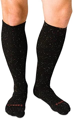 Knee High Compression Socks Cotton Black Confetti Medium