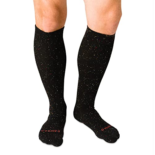 Knee High Compression Socks Cotton Black Confetti Medium #TOP3