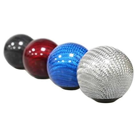 JINGLINGKJ 12MM Carbon Fiber Gear Shift knob Stick Shift Knob Plastic MT AT Shift Knob Head Universal Custom Car Accessaries 3 Adapters 1Pc (Silver) Cover