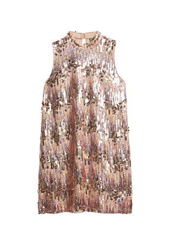 Superdry Damen Minikleid in A-Linie mit Pailletten Mehrfarbig Pink 38