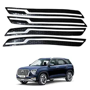 Autokaar Car Front and Rear Silicon Bumper Corner Guard Protector Dual Tone Black White Universal for Hyundai Exter/Creta/Venue/Verna/Alcazar/Tucson/i10/i20/i10 Grand Nios/Santro/Xing/Aura - Set of 4