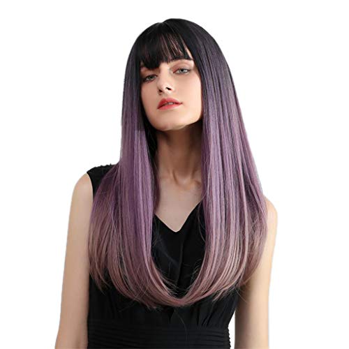 kowaku Lady Natural Fashion Punk Wigs C/Bang para Cosplay Carnival Party Daily 24 '' - Roxo