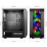 Spirit Of Gamer - Rogue VI - ATX/mATX/ITX PC PC obudowa - front i ściana z hartowanego szkła - 4 Adresowalne wentylatory LED RGB 120 mm - kompatybilne z Aura/MSI Mystic/ASROCK 3Pin