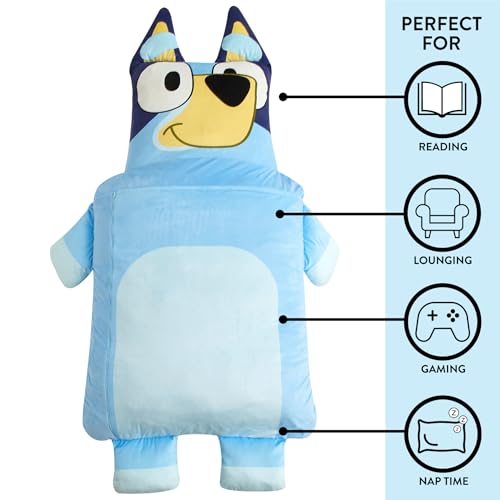 Image of Bluey Oversized Floor Lounger for Kids,Soft Plush Chair with Pillow and Cushion,Comfortable Portable Nap /Play Mat