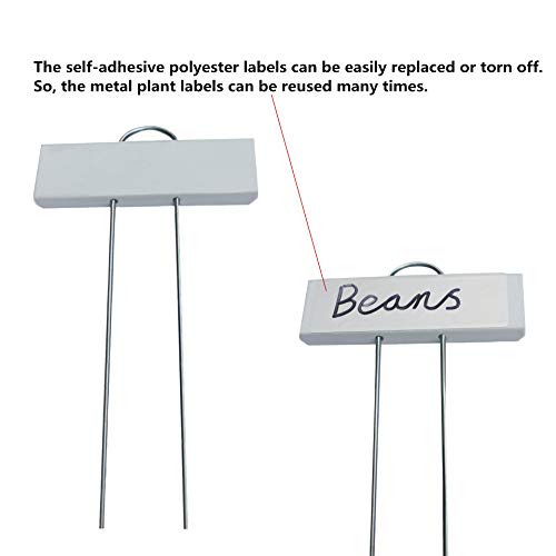 Amatory Garden Markers Signs Plant Labels Tags Metal Gardening Planting Seedling Nursery Reusable Waterproof 18 PCS and Self-Adhesive Labels 36 PCS (White-10.7")
