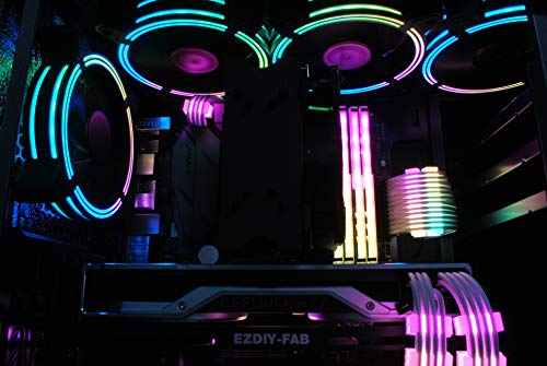 EZDIY-FAB Ventola PWM RGB da 120MM per PC, Custodia Orientabile per Fan RGB con Ventole, Ventola di Raffreddamento CPU, Sincronizzazione con Scheda Madre,Compatibile con ASUS Aura SYNC-5 Pack
