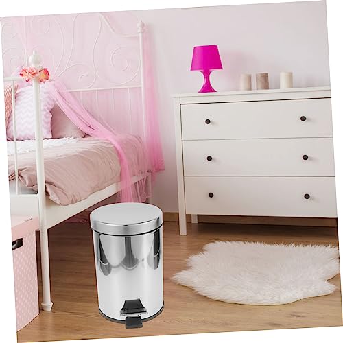 Cubeta de basura rectangular de acero inoxidable plateado miniatura 7