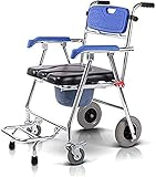 Padded Seat Transfer Bench, Toilet Chair Multi-Function Aluminum Bath Chair Elderly Toilet Chair Disabled Mobile Toilet Chair Pregnant Women Bath Chair Folding Wheelchair Bathing Chair,Transf