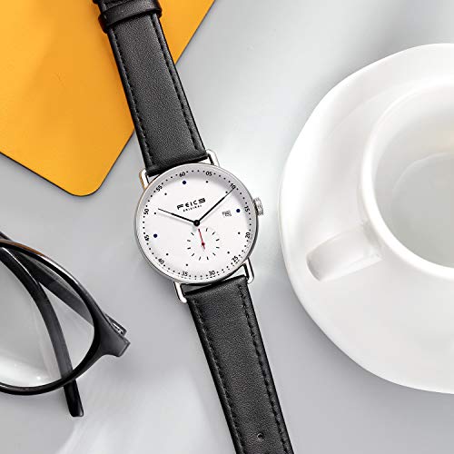 Image of FEICE New Men's Automatic Watch Unisex Classic Bauhaus Mechanical Watch Curved Mirror Waterproof Casual Dress Watches with Leather Bands -FM506
