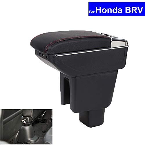 AutoShineSun for Honda BRV Armrests Box with Cup Holders Leather Car