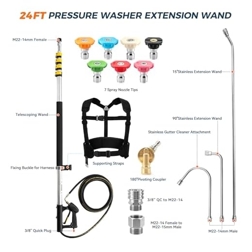 24FT Telescoping Pressure Washer Wand Kit