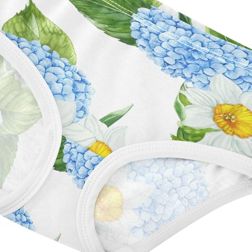 Cotton Girls Underwear Toddlers Blue Hydrangeas White Girl Panties Cute Fun Kids Briefs Undies 2t4