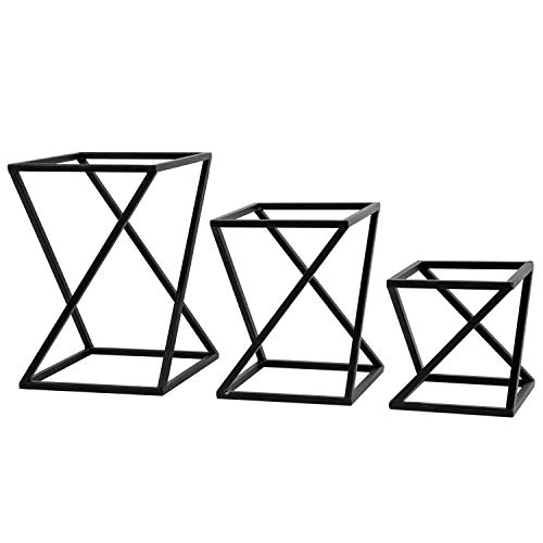 Mygift Twisting Geometric Matte Black Metal Pizza Riser Racks/Food Display Stands, Set Of 3 #TOP5